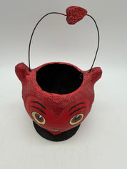5” paper mache devil red candy basket