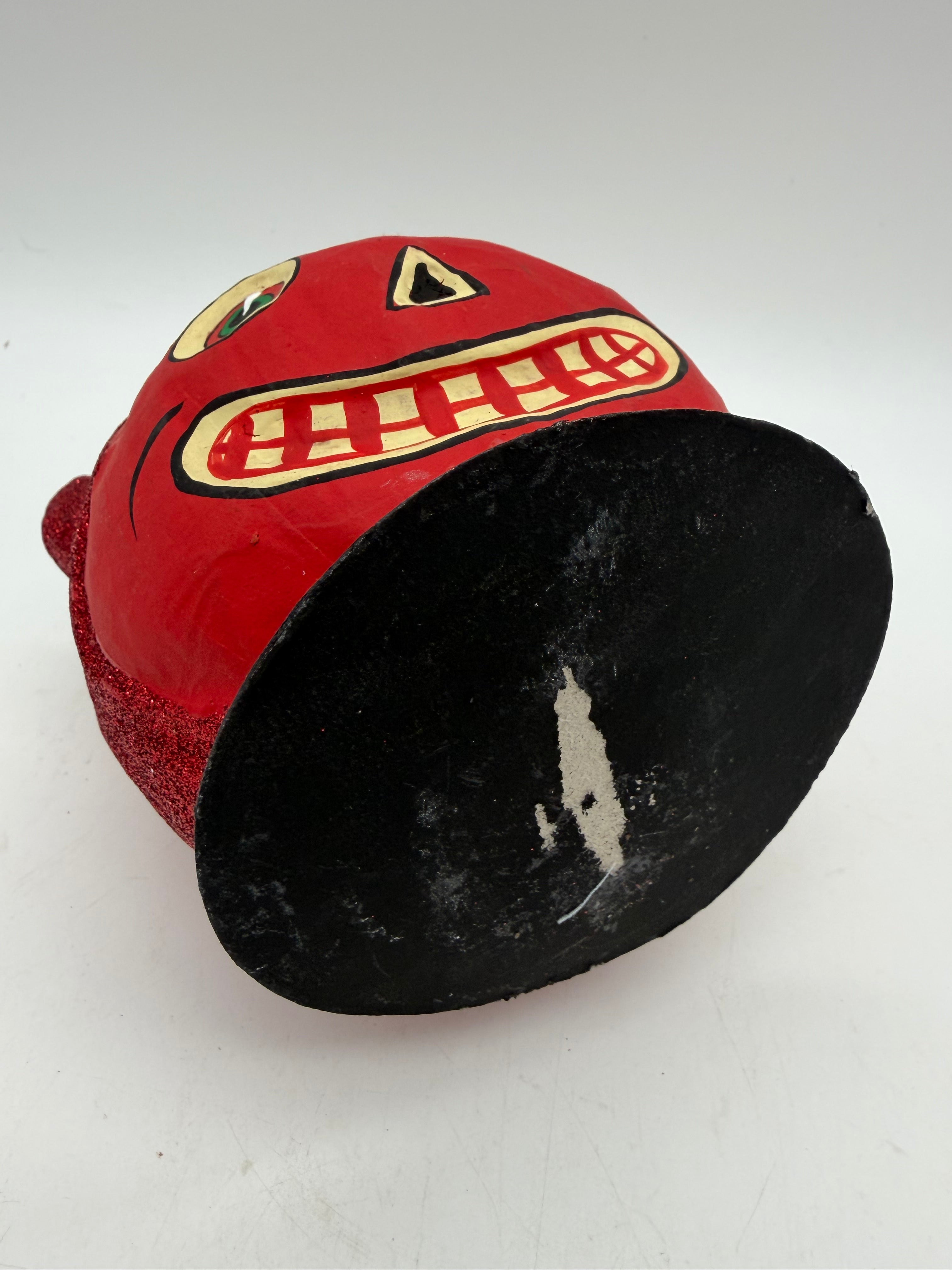 5” paper mache devil red candy basket