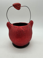 5” paper mache devil red candy basket