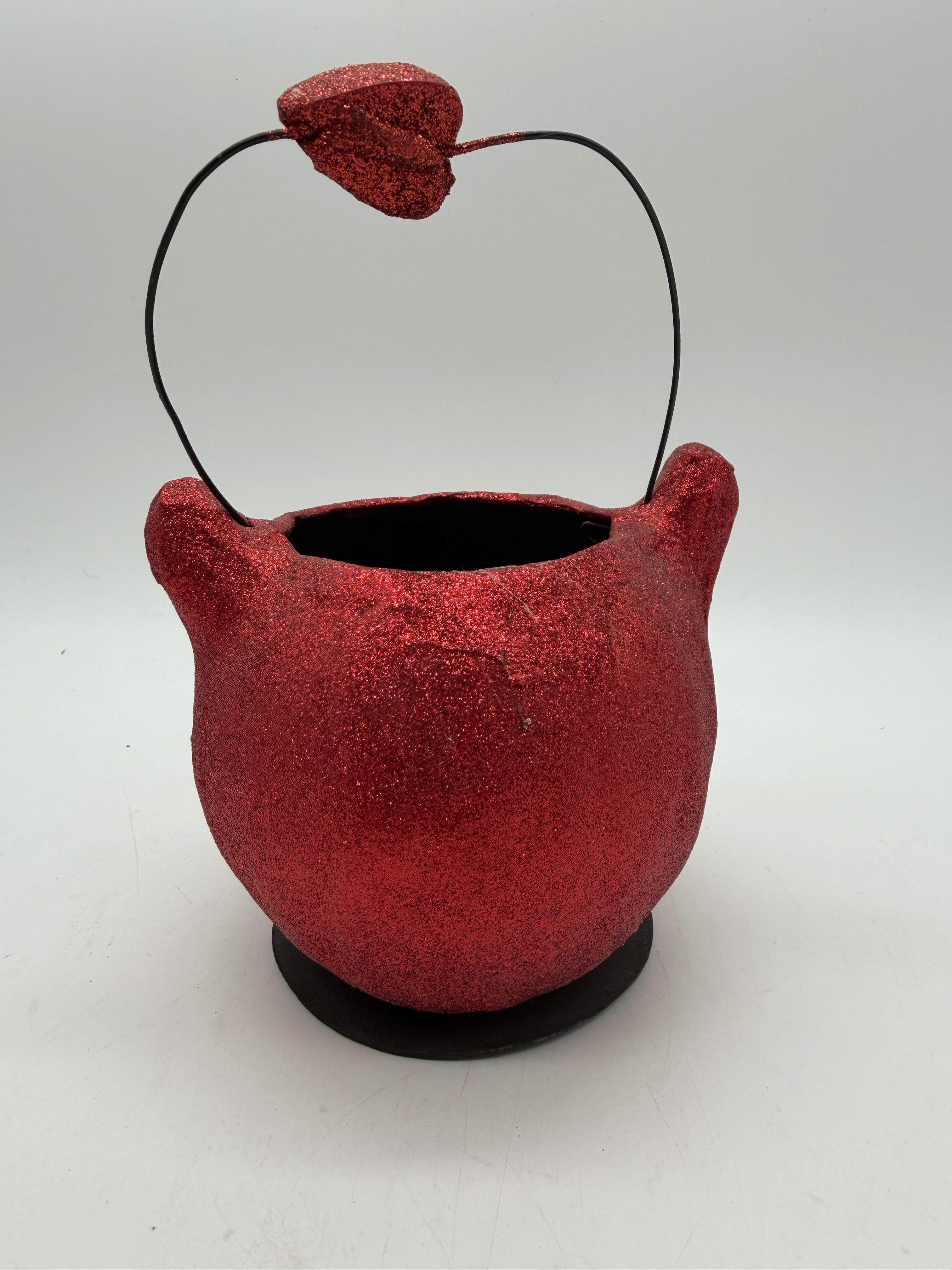 5” paper mache devil red candy basket