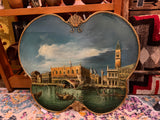 28x24”  plaster Venice scene Green wall hanging gold