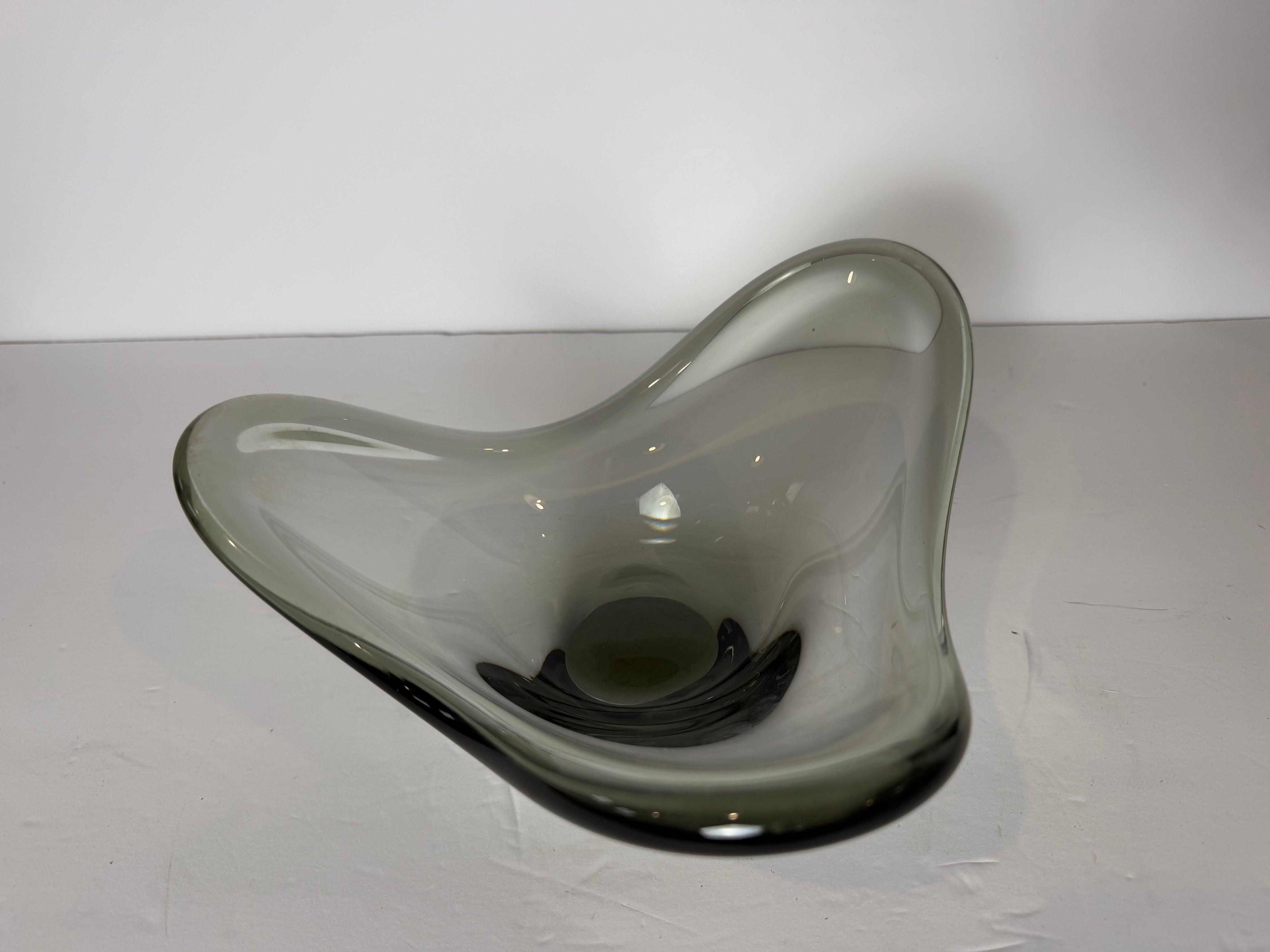9” Holmegaard smoke black Freeform bowl MCM