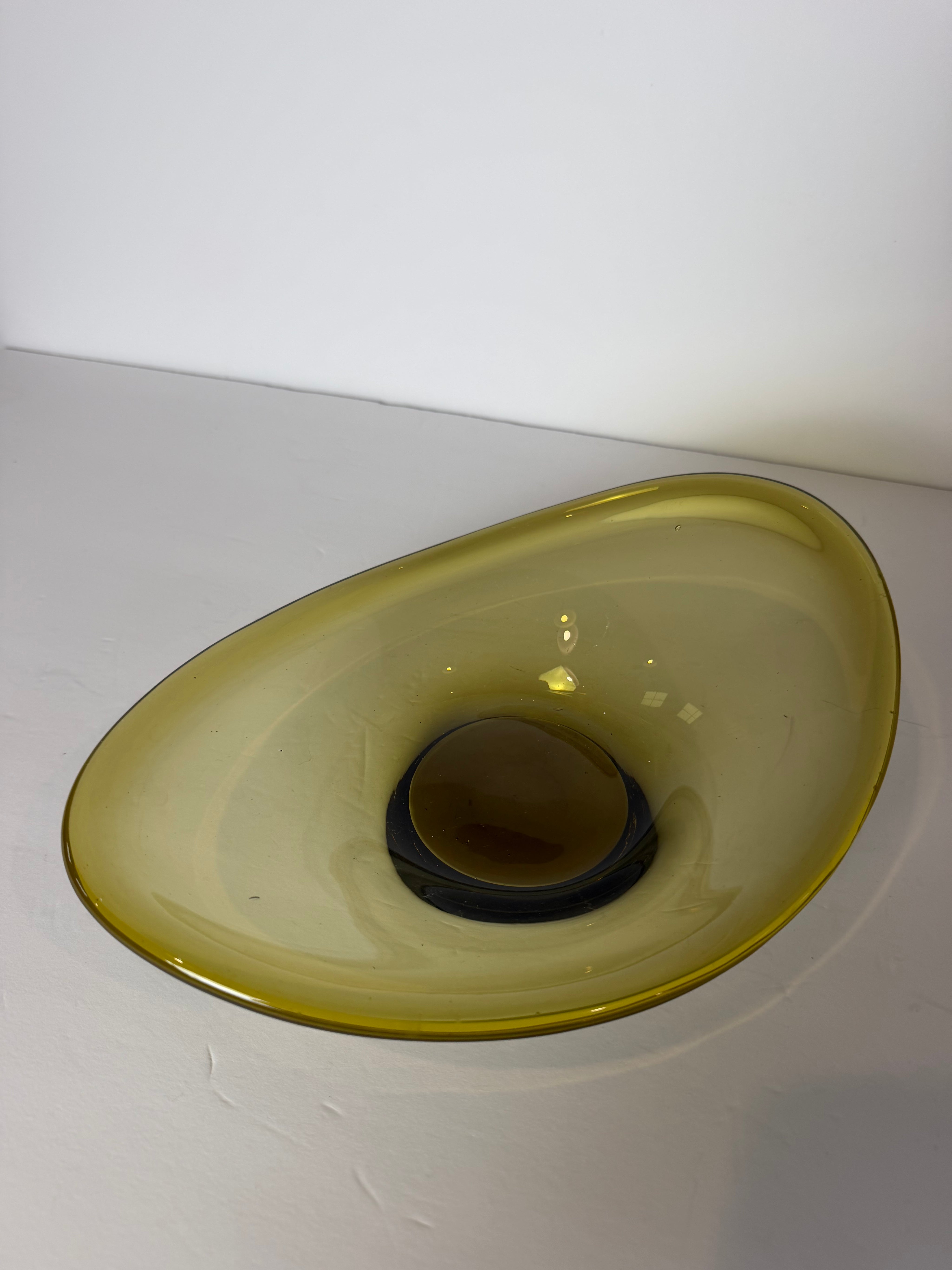 10” Holmegaard  fried egg  Denmark yellow  art glass
