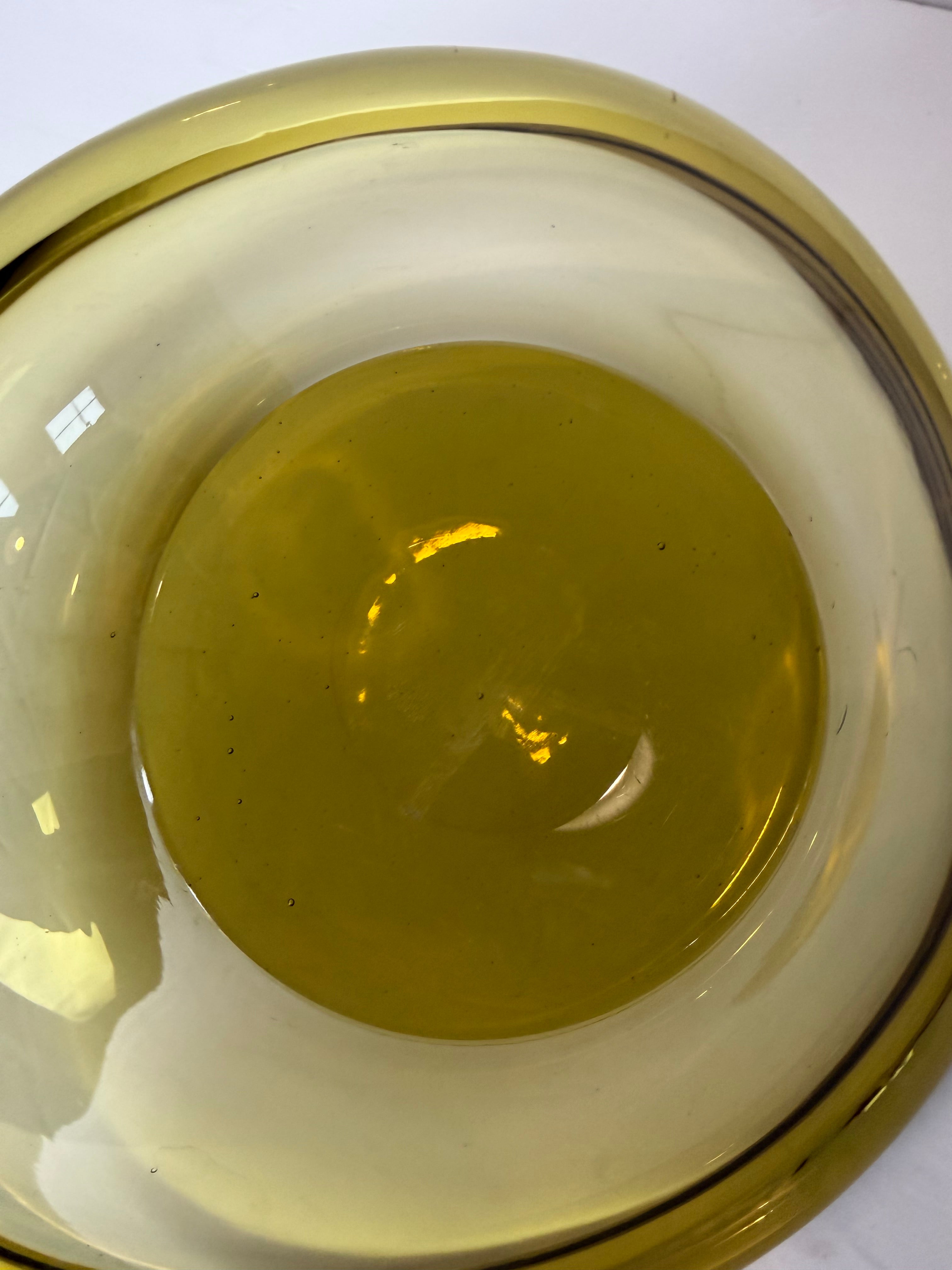 10” Holmegaard  fried egg  Denmark yellow  art glass