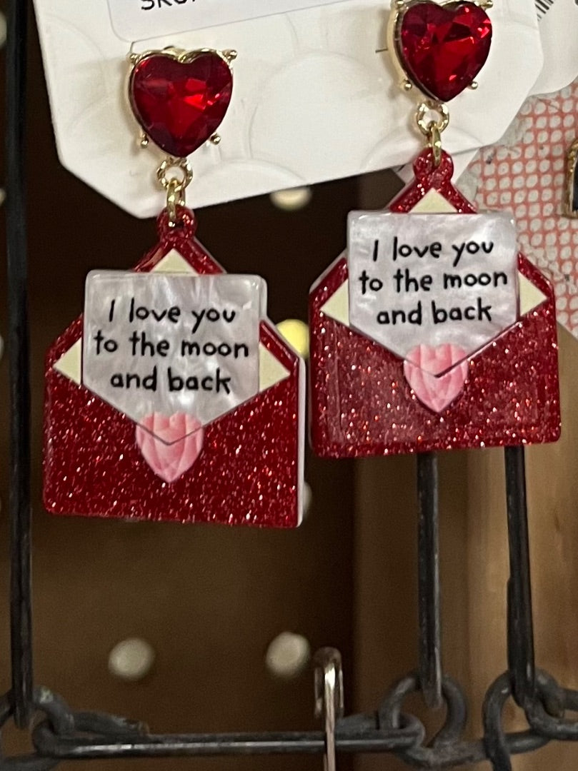 A-VDay Moon & Back Earrings (MC) -New