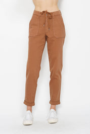 Judy Blue Burnt Orange High-Waisted Garment-Dyed Cuffed Joggers 7(28)