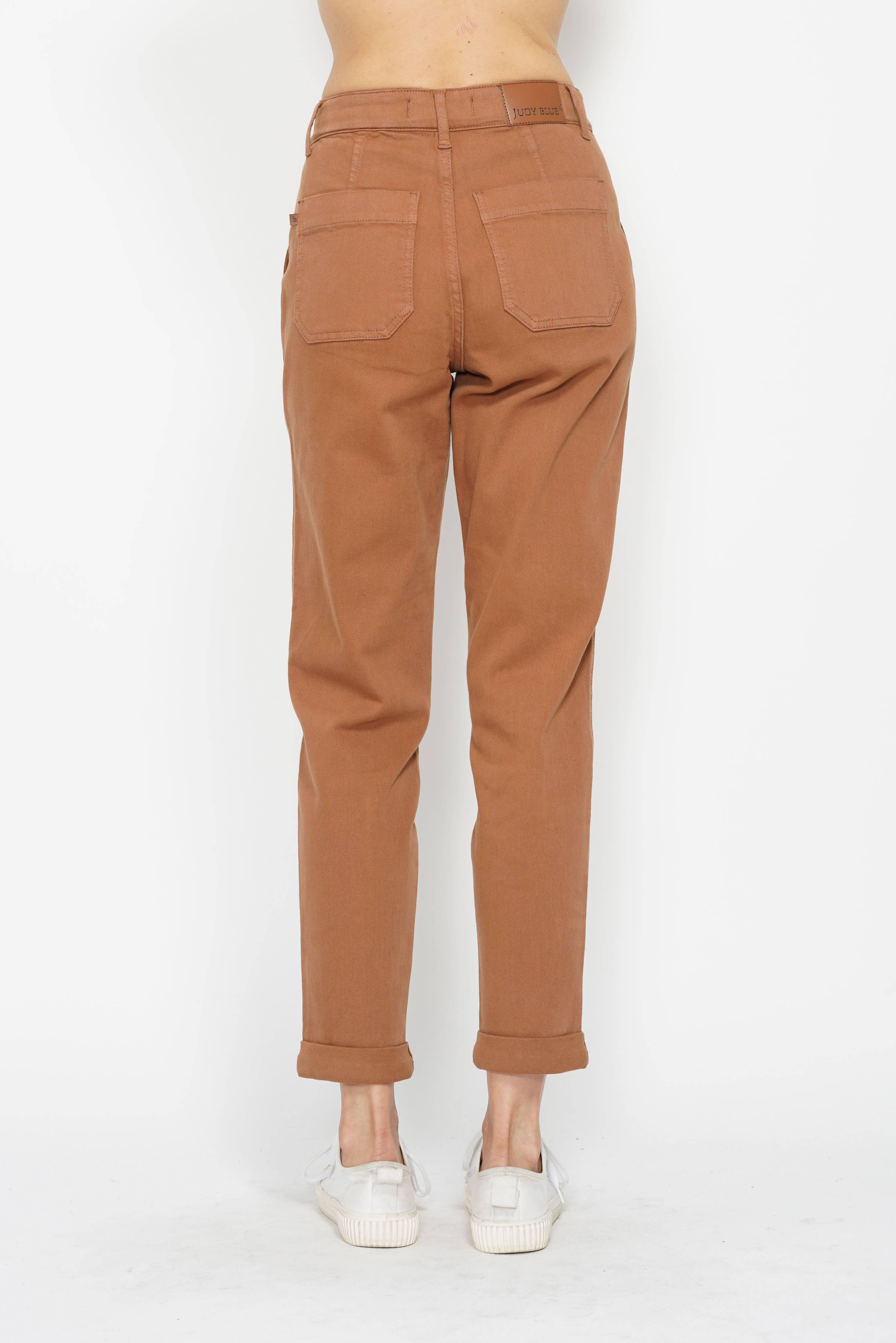Judy Blue Burnt Orange High-Waisted Garment-Dyed Cuffed Joggers 3(26)