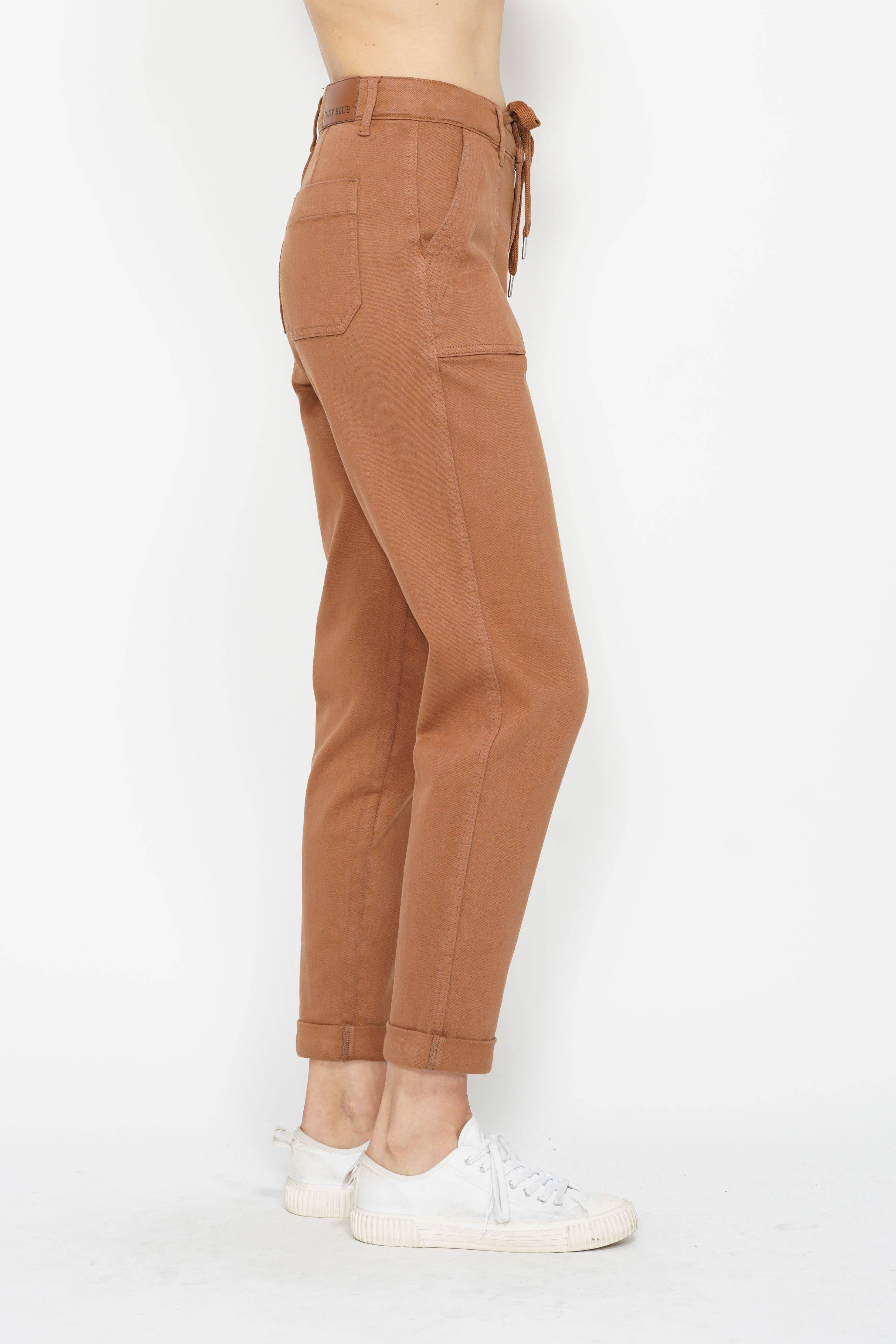 Judy Blue Burnt Orange High-Waisted Garment-Dyed Cuffed Joggers 3(26)