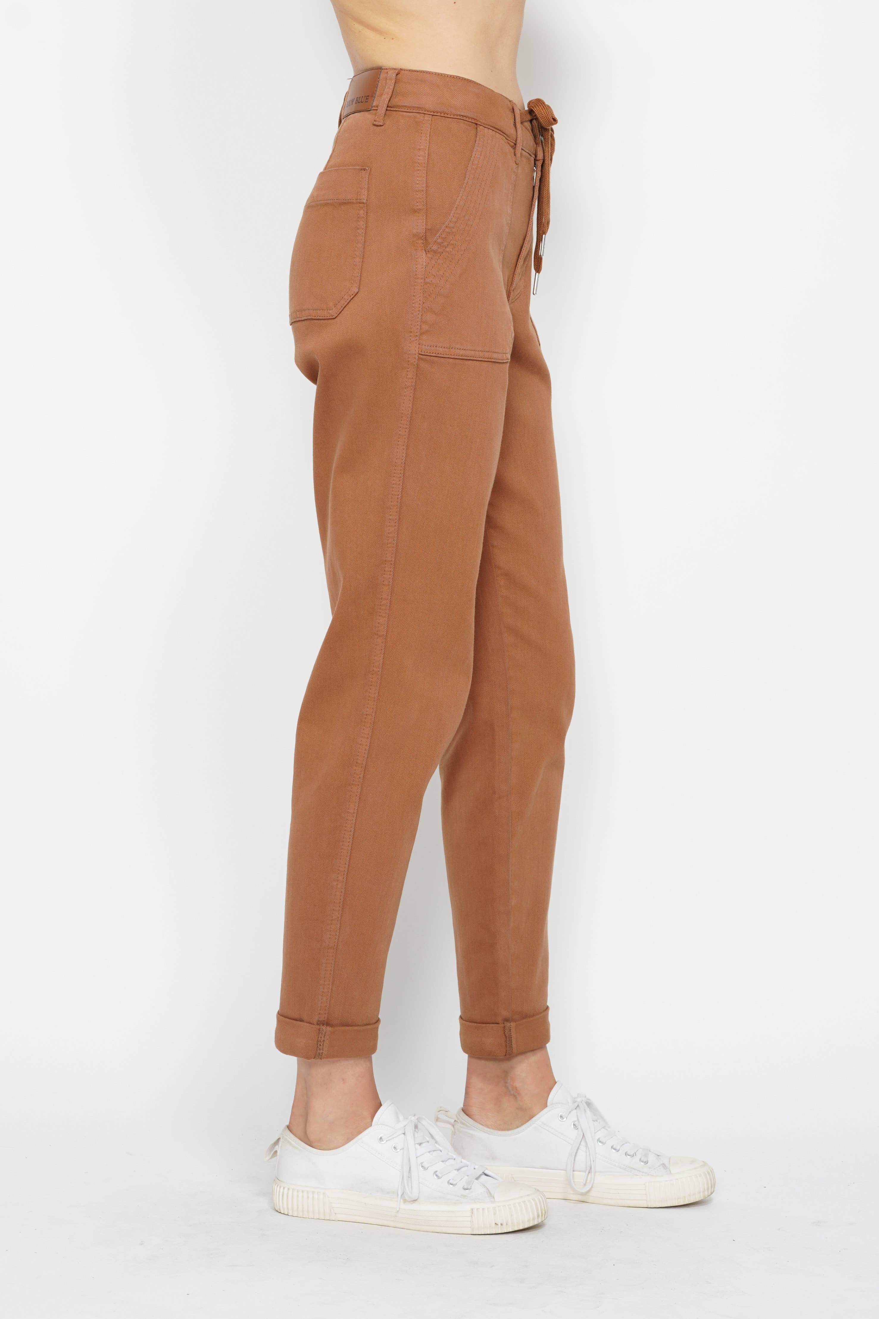 Judy Blue Burnt Orange High-Waisted Garment-Dyed Cuffed Joggers 3(26)