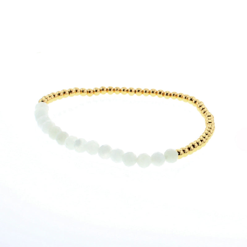 Gold Birthstone Stacking Bracelet - June (Moonstone) by 112 - Peony Lane Boutique