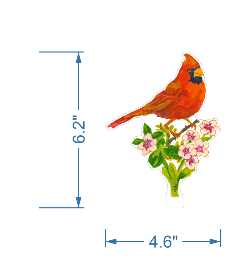 Spring Cardinal on Stem | 6.25" T 0.25in. Acrylic Flower — alternate view