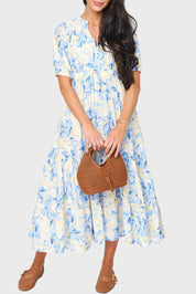 Kira Romantic Drawstring Midi Dress