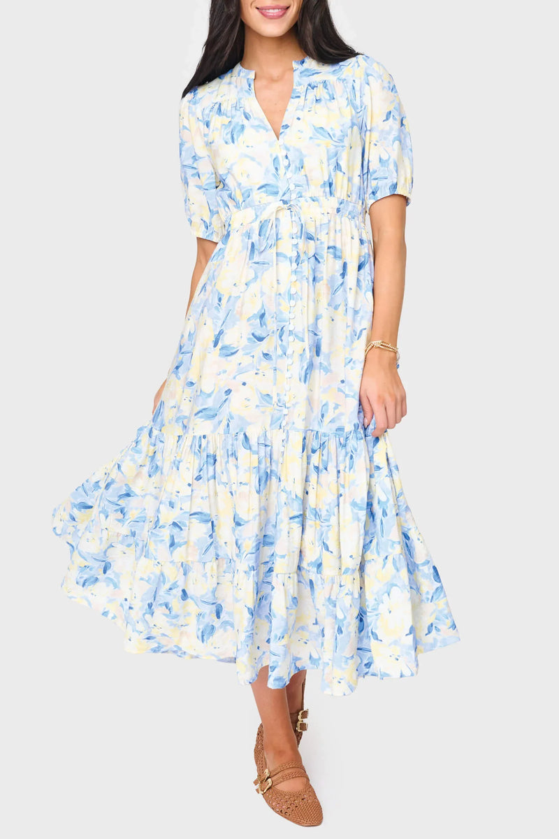 Kira Romantic Drawstring Midi Dress | Small by 112 - Peony Lane Boutique