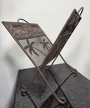 Vintage Metal and Mesh Folding Magazine Rack