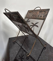 Vintage Metal and Mesh Folding Magazine Rack