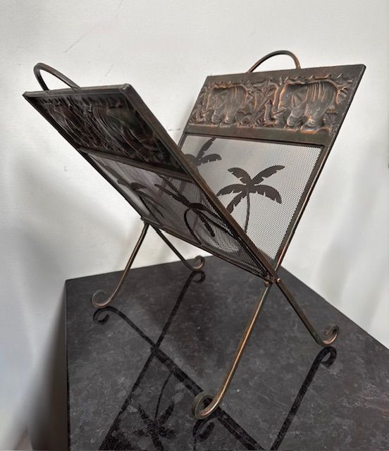Vintage Metal and Mesh Folding Magazine Rack