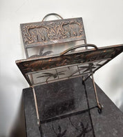 Vintage Metal and Mesh Folding Magazine Rack
