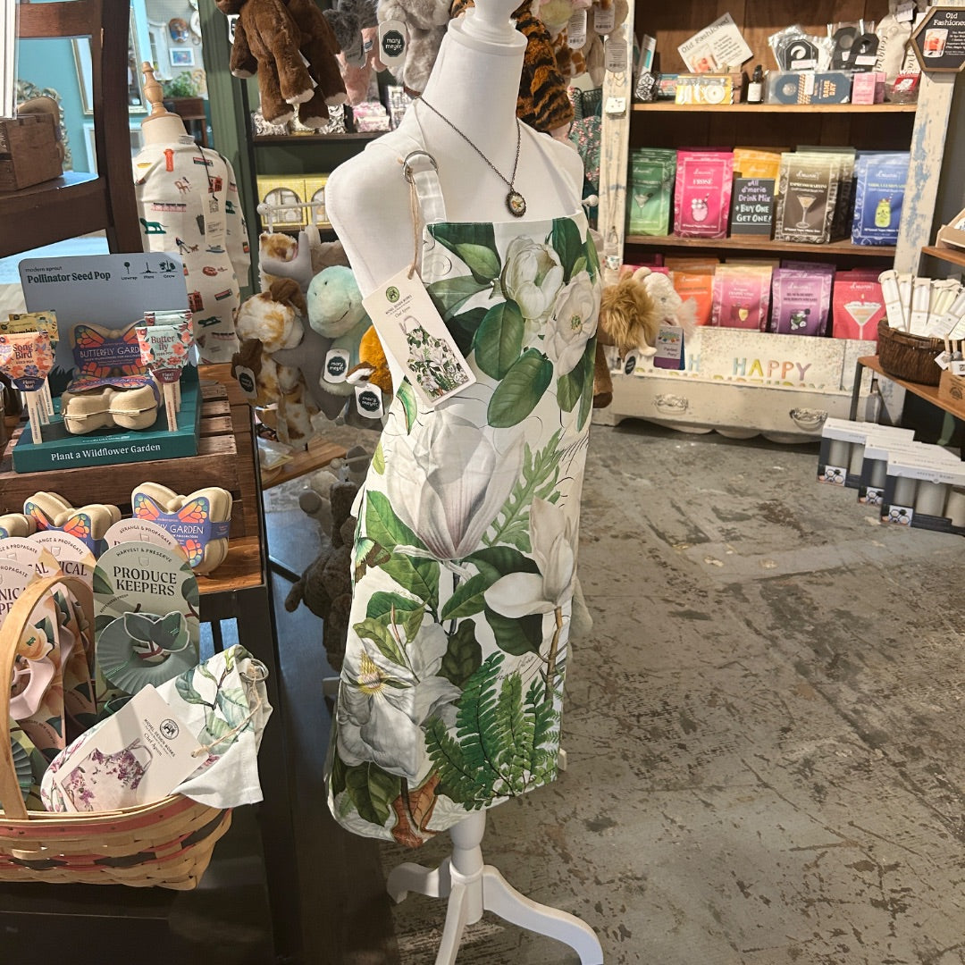 Magnolia Petals Cotton Apron – With Pockets