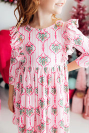 Merry Mistletoe 3/4 Sleeve Ruffle Twirl Dress - 2T