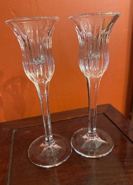 Vintage Mikasa Icicle Crystal Candlesticks SET OF 2