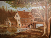 Vintage Framed Rustic Mill Oil Painting