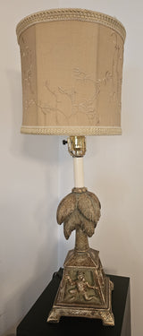 Vintage Tropical Table Lamp with Palms and Monkeys