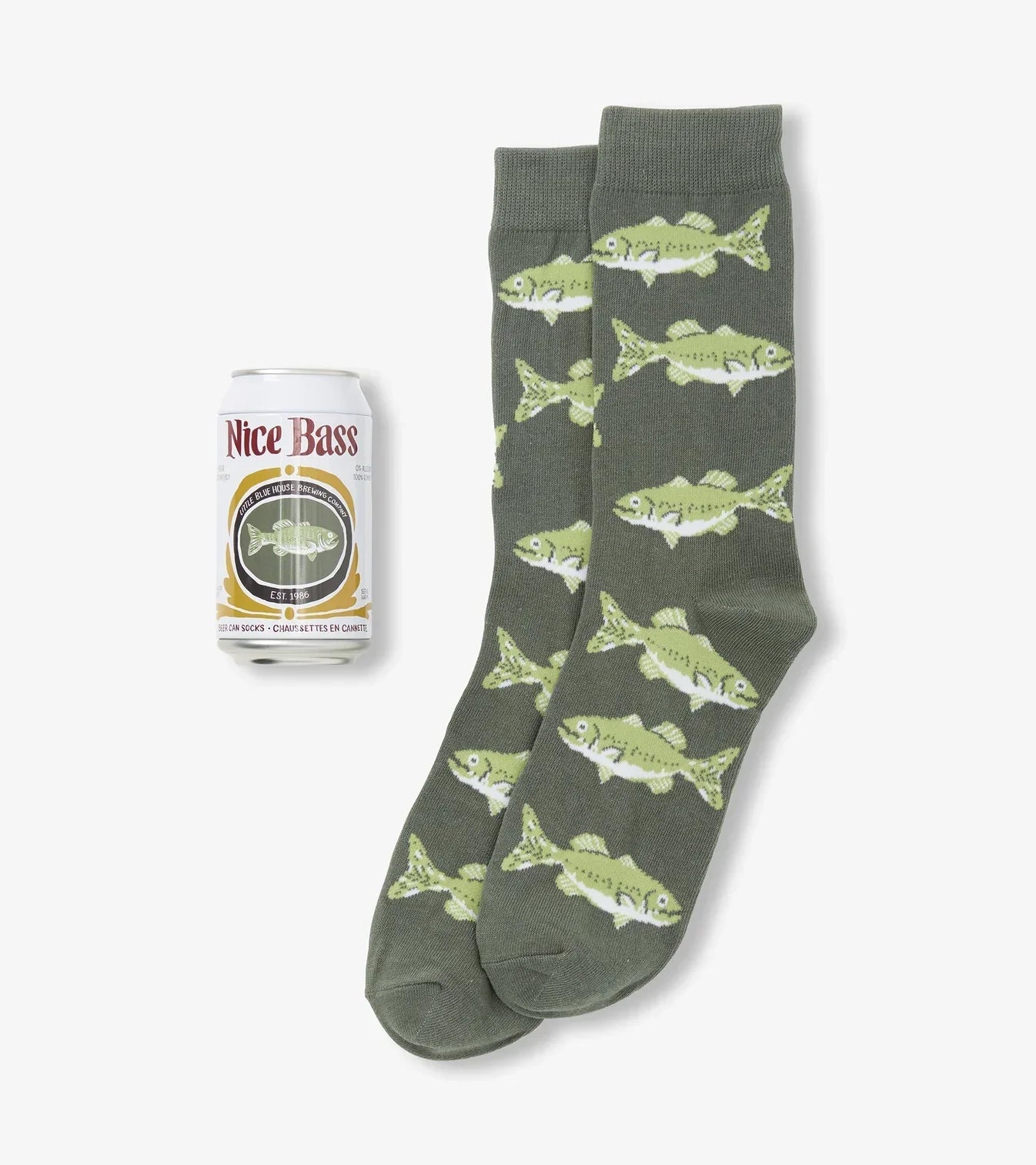Nice Bass - Men's Socks in a Beer Can - One Size Fits All
