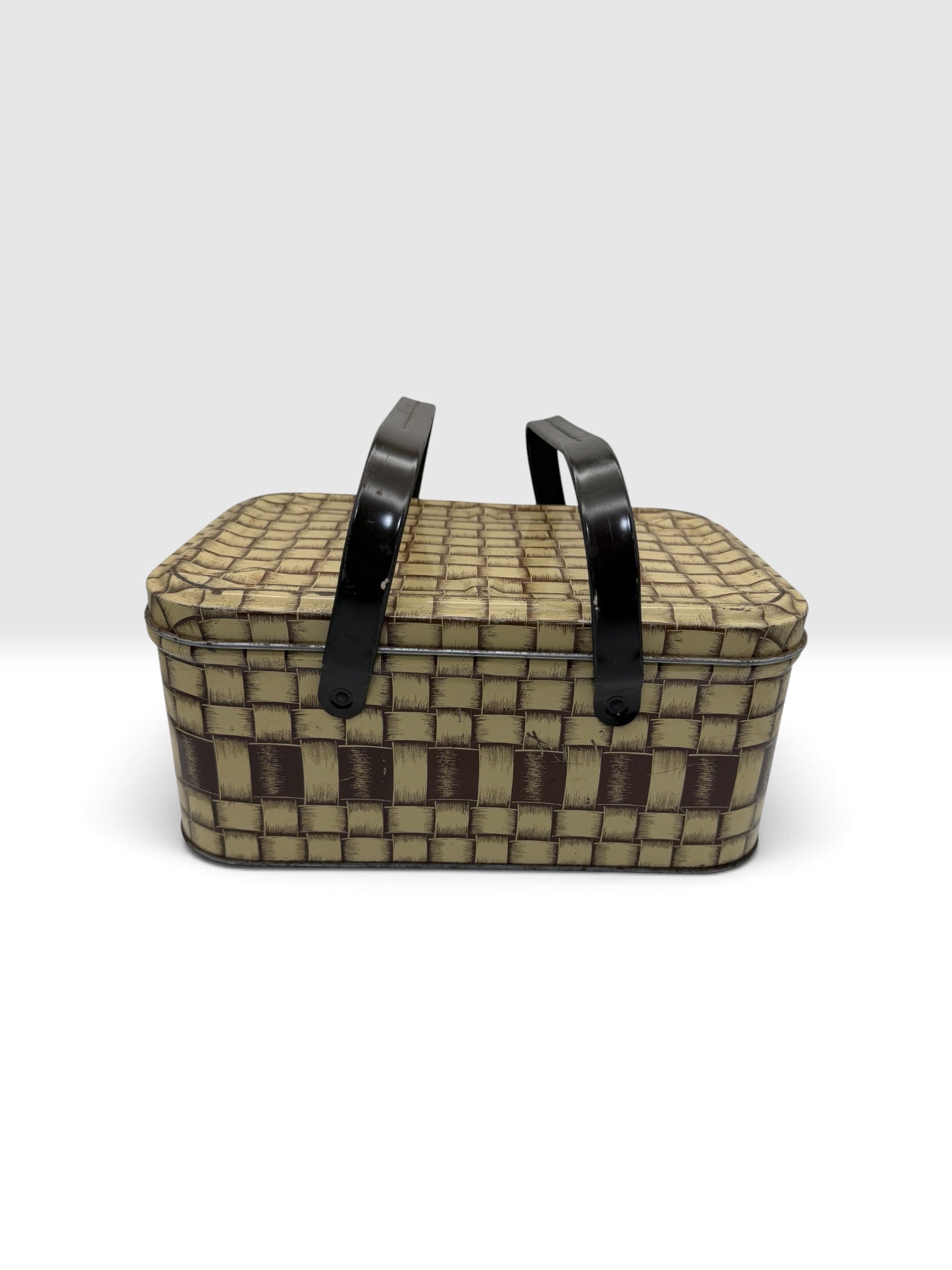 Vintage tin wicker look picnic basket