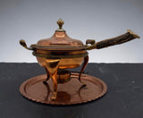15” Copper Chafing dish Antler / stag Handles 6 pieces w/tray