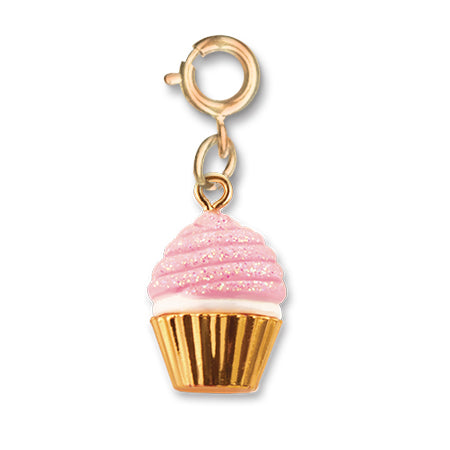 Gold Pink Glitter Cupcake Charm - Charm It