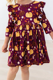 Pumpkin Patch 3/4 Sleeve Ruffle Twirl Dress