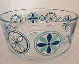 Vintage Pyrex Teal/Aqua Flower Pinwheel Bowl