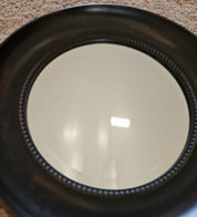 Round Wooden Mirror with Beaded Detail