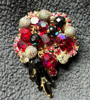Red&black w/metal balls brooch