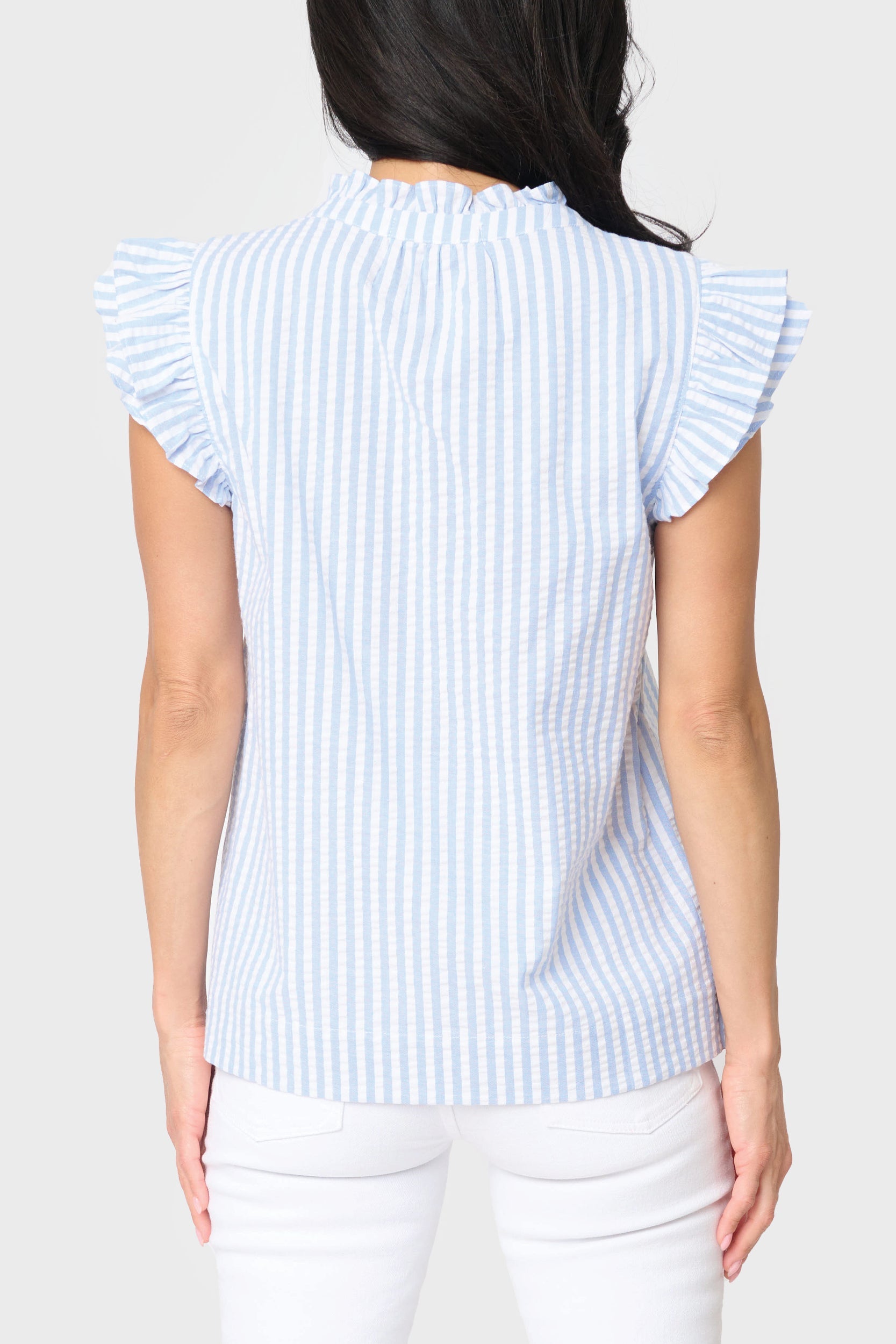 Seabreeze Double Flutter Seersucker Blouse
