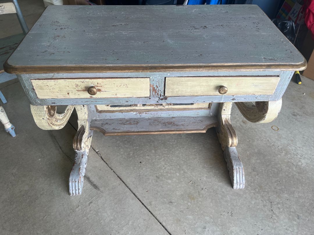C-Antique Ornate Console/Hall Desk  (Set 1/2)