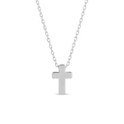 Small Simple Cross Necklace | Silver Rhodium Plated