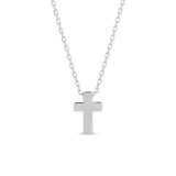 Small Simple Cross Necklace | Silver Rhodium Plated