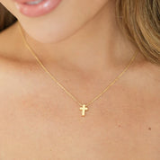 Small Simple Cross Necklace | Gold