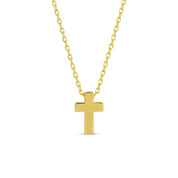 Small Simple Cross Necklace | Gold