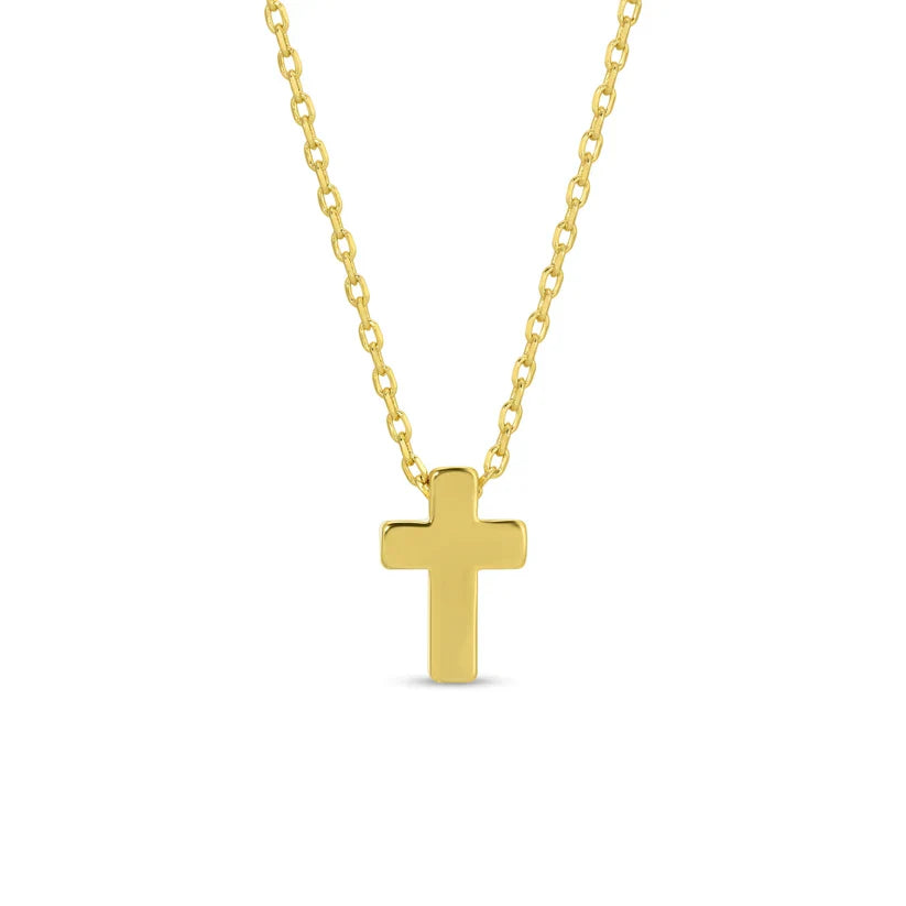 Small Simple Cross Necklace | Gold