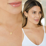Small Simple Cross Necklace | Silver Rhodium Plated