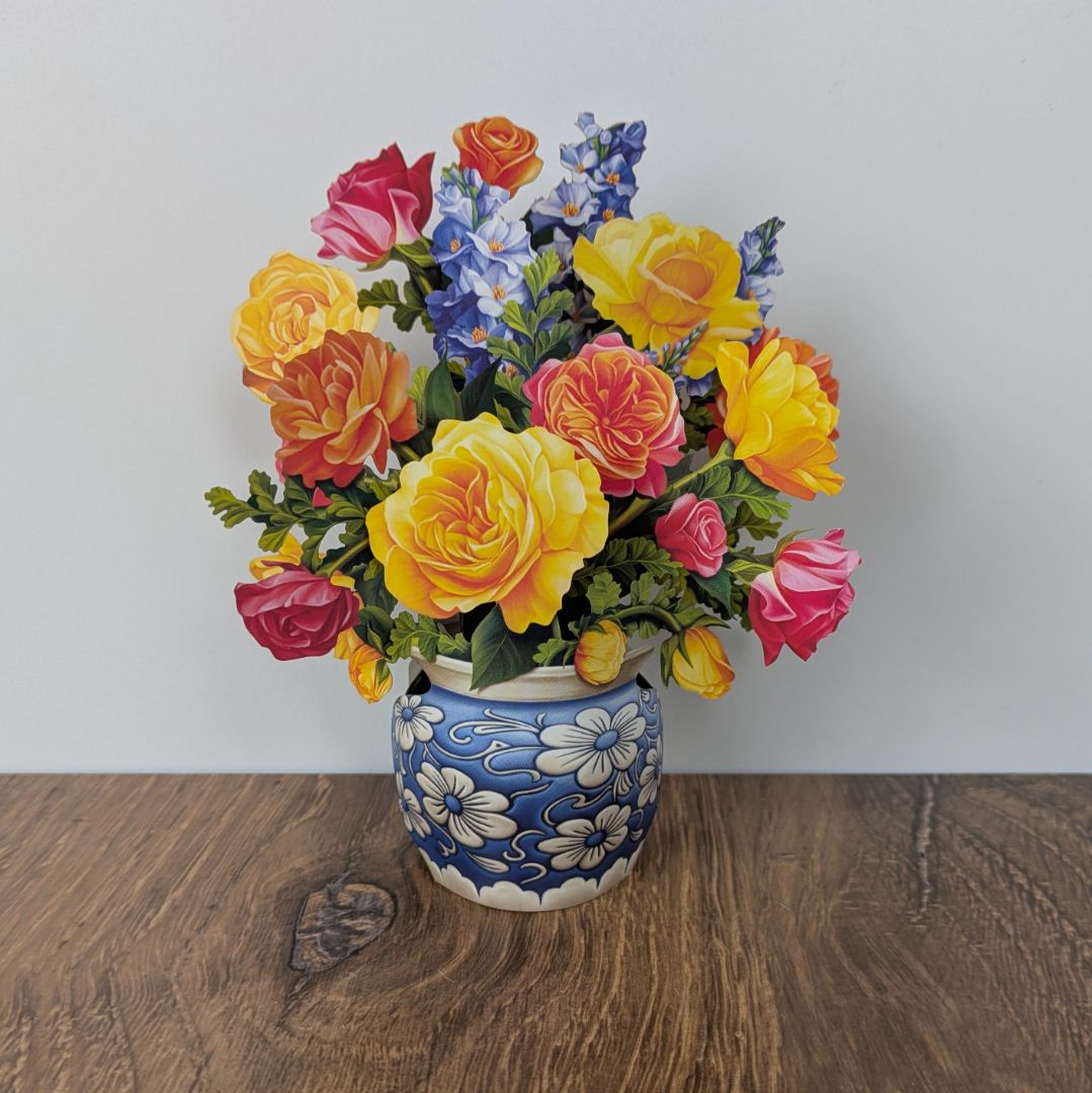 Mini Sorbet Roses Pop Up Greeting Card