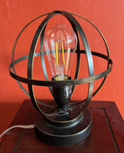 Industrial Sphere Accent Table Lamp with Edison Bulb
