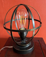 Industrial Sphere Accent Table Lamp with Edison Bulb