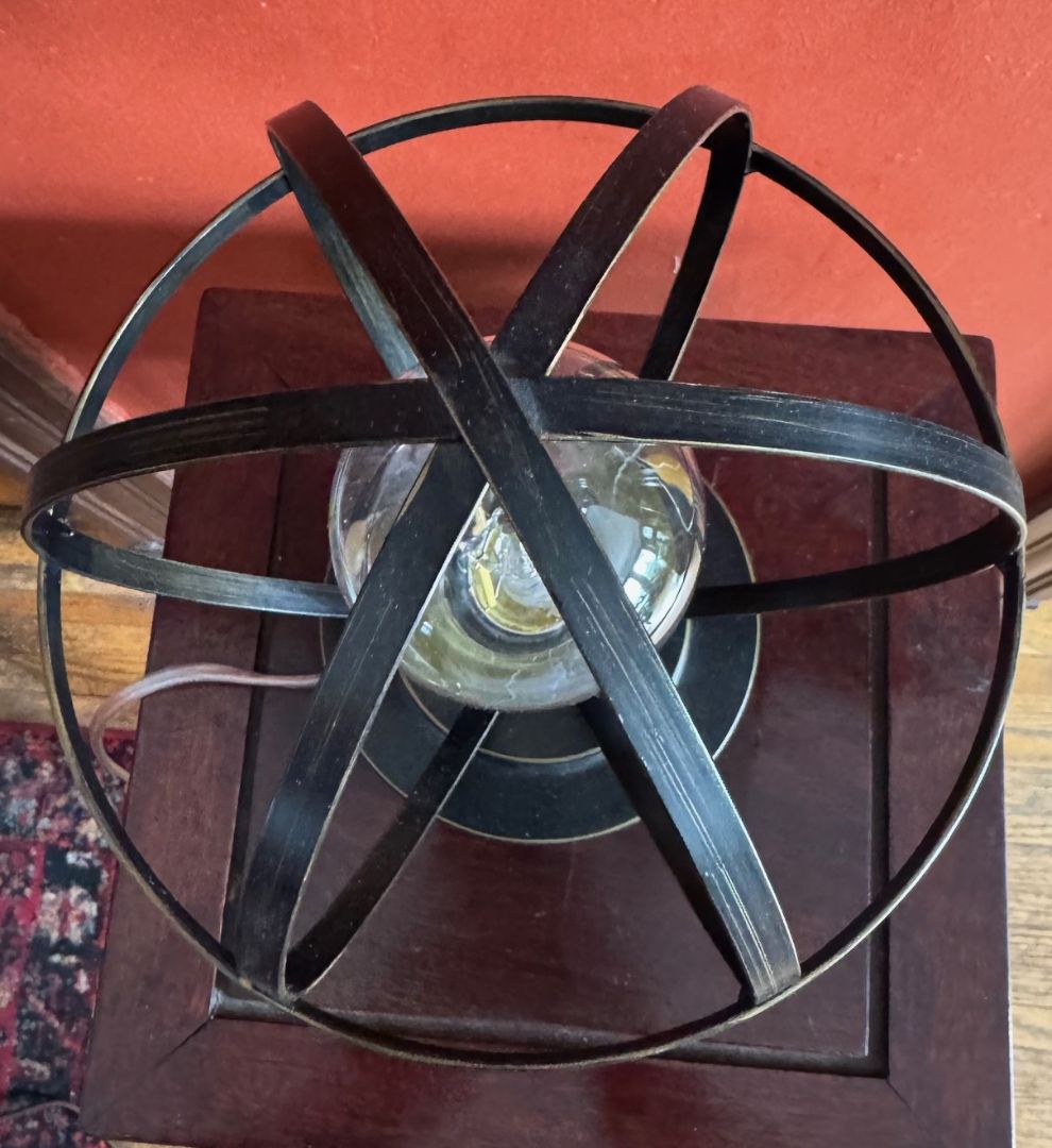 Industrial Sphere Accent Table Lamp with Edison Bulb