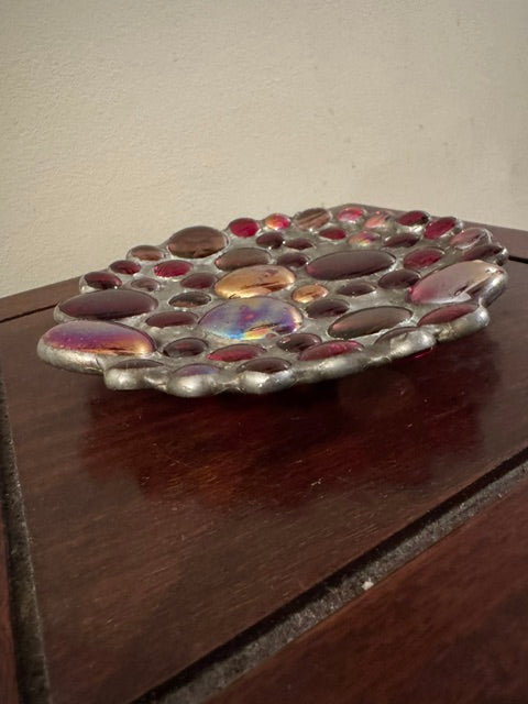 Handmade Stone and Pewter Footed Trinket Dish