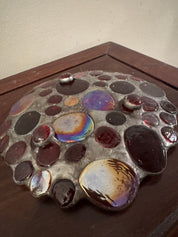 Handmade Stone and Pewter Footed Trinket Dish