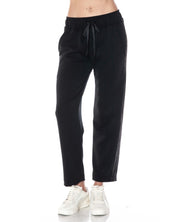 Straight Leg Scuba Pants with Faux Leather Side Detail