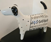 Vintage Ceramic Dog Statue with Abstract Design